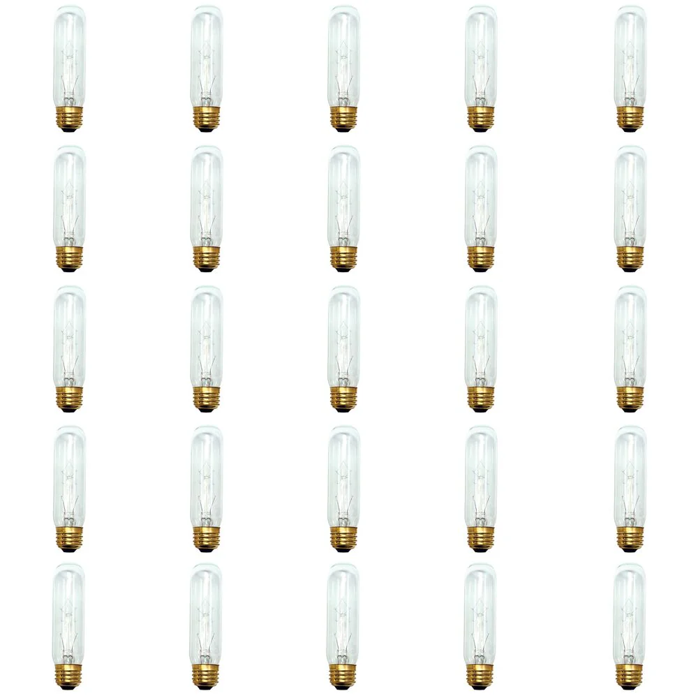 BULBRITE INCANDESCENT T10 MEDIUM SCREW (E26) 25W DIMMABLE LIGHT BULB 2700K/WARM WHITE 25PK (704125) - Cheap-Us
