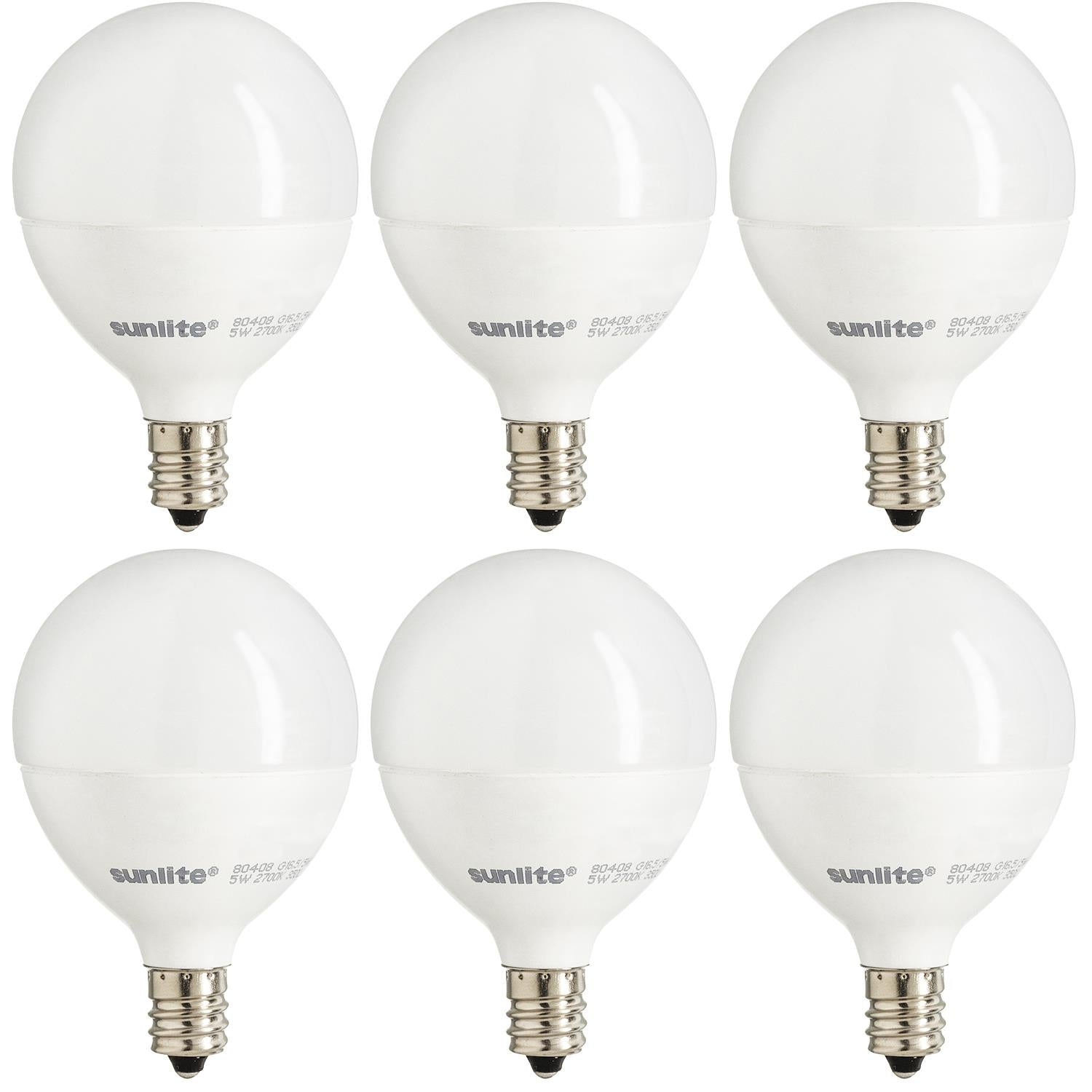 Sunlite LED G16.5 Globe 5W (40W Equivalent) Light Bulb Candelabra (E12) Base, Warm White - Cheap-Us