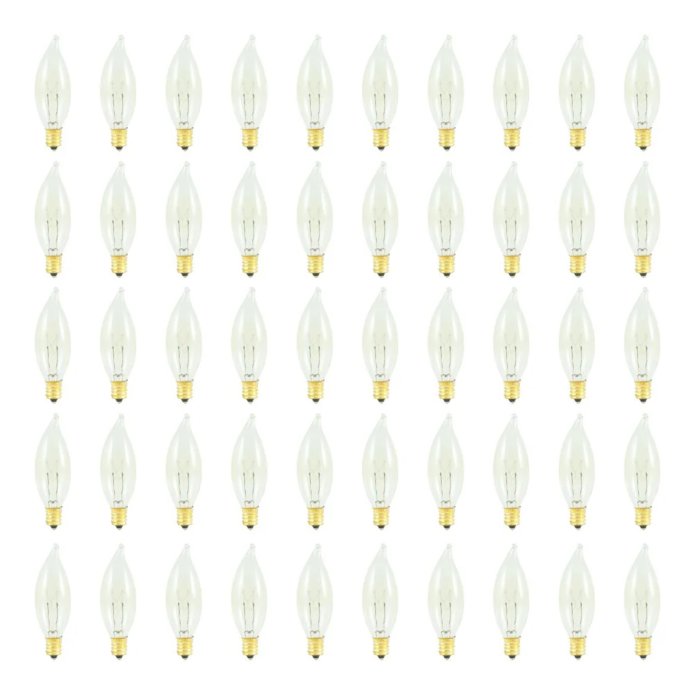 Bulbrite Pack of (50) 25 Watt Dimmable Clear CA8 Incandescent Light Bulbs with Candelabra (E12) Base, 2700K Warm White Light - Cheap-Us