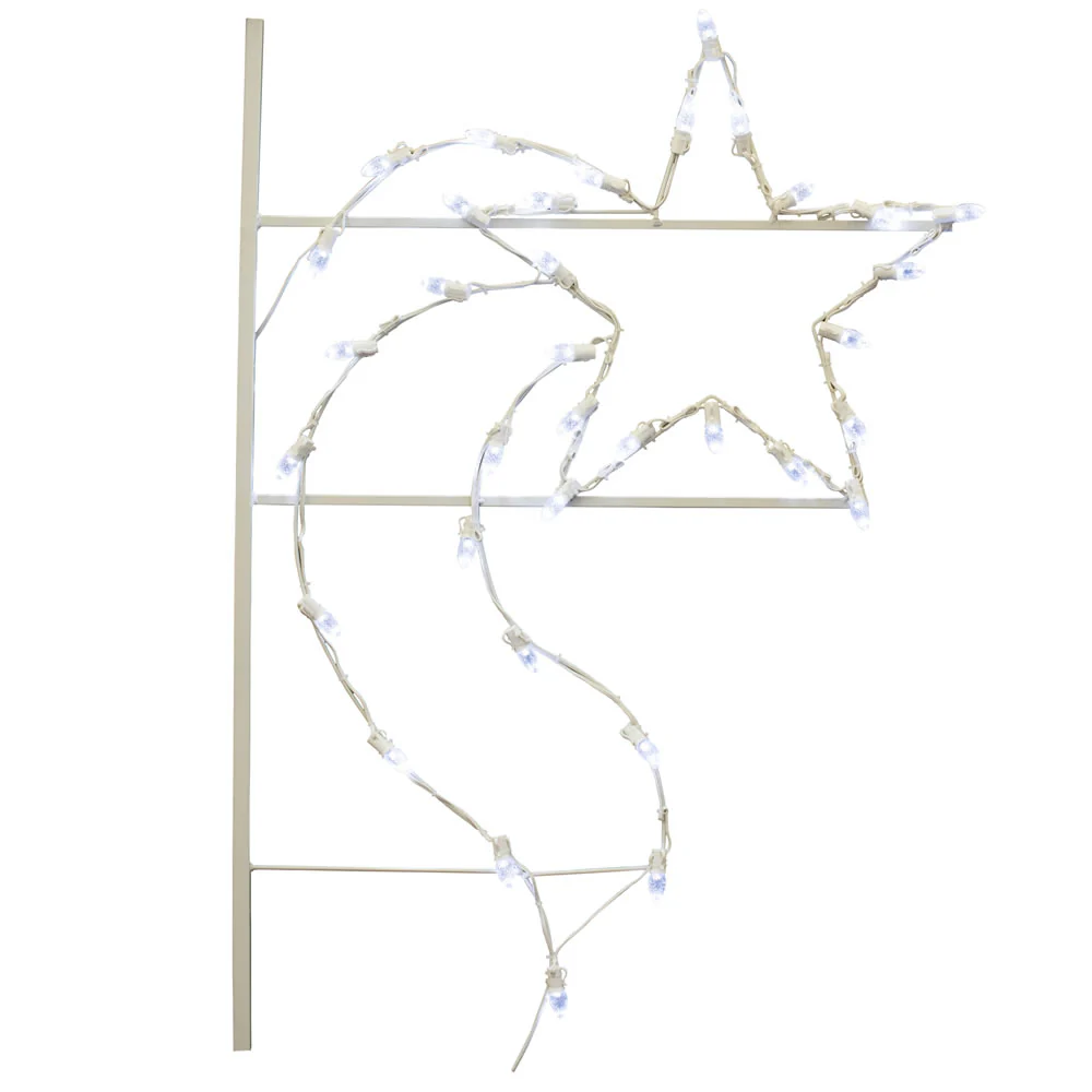 Vickerman 4' Designer Star Commercial Pole Decoration With 35 LED Pure White Lights. - Cheap-Us