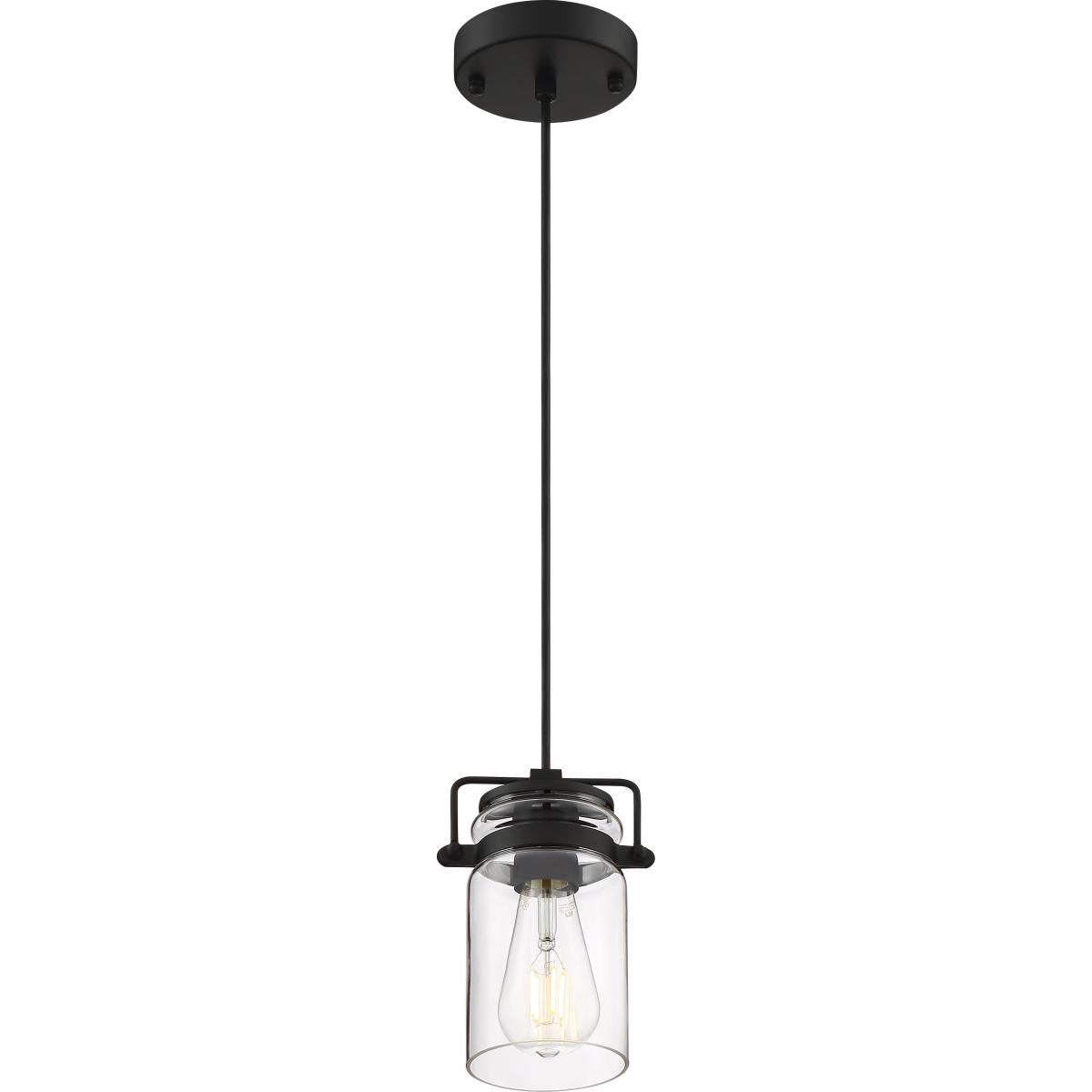60-6732 ANTEBELLUM 1 LT MINI PENDANT Antebellum - 1 Light Mini Pendant - with Clear Glass -Matte Black Finish - Cheap-Us