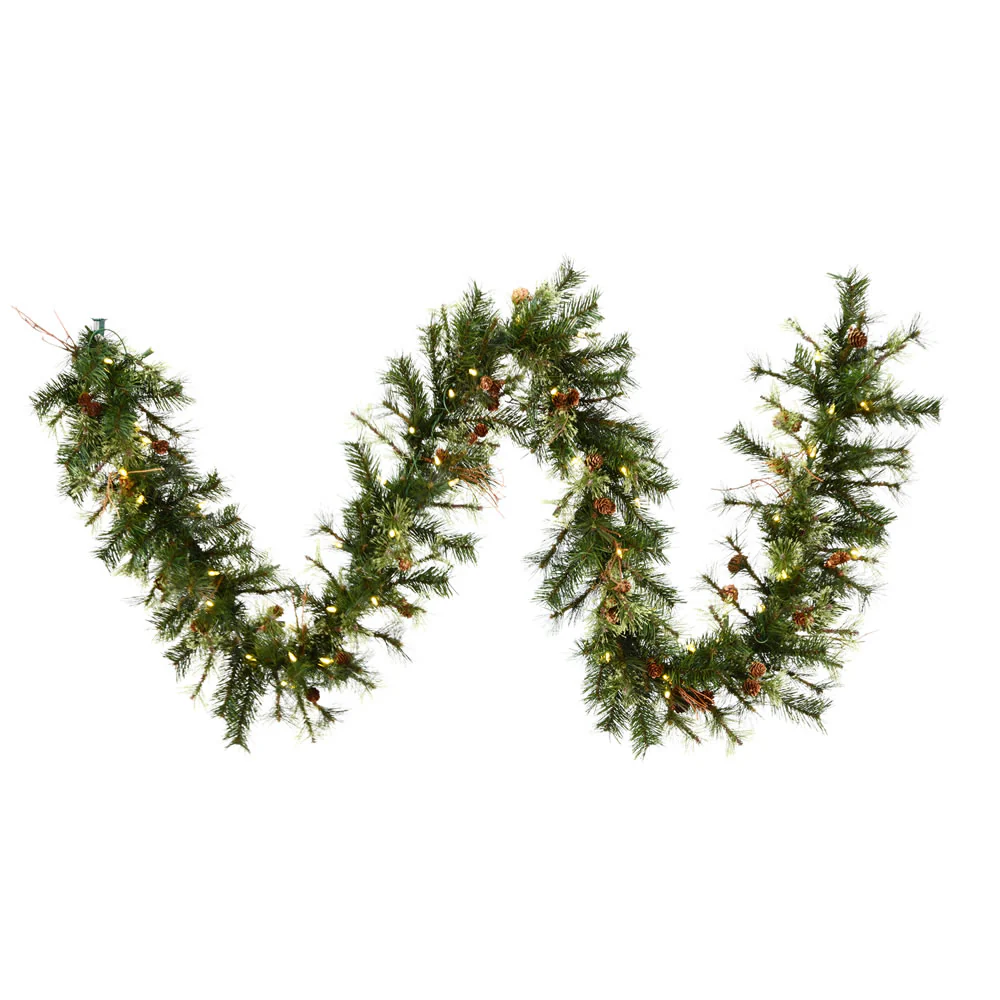 Vickerman 9' Mixed Country Pine Artificial Christmas Garland Warm White Dura-lit LED Lights - Cheap-Us
