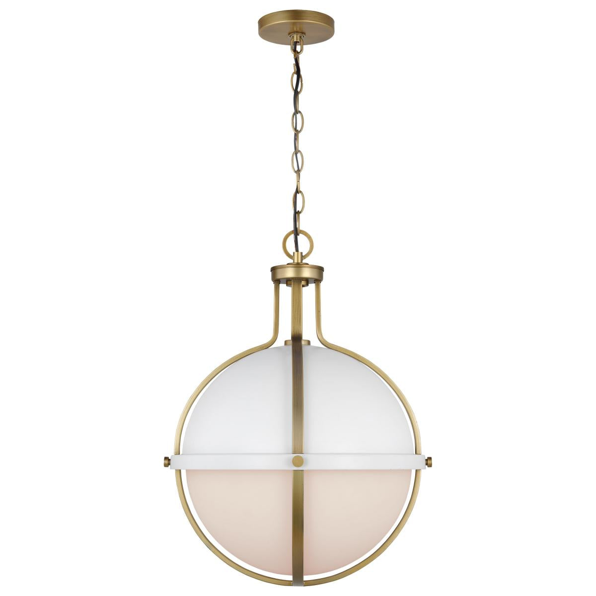 60-7665 LINCOLN 1LT LG PEND WHITE Lincoln; 1 Light Large Pendant; Medium Base; 60 Watt; Matte White Finish; White Opal Glass - Cheap-Us