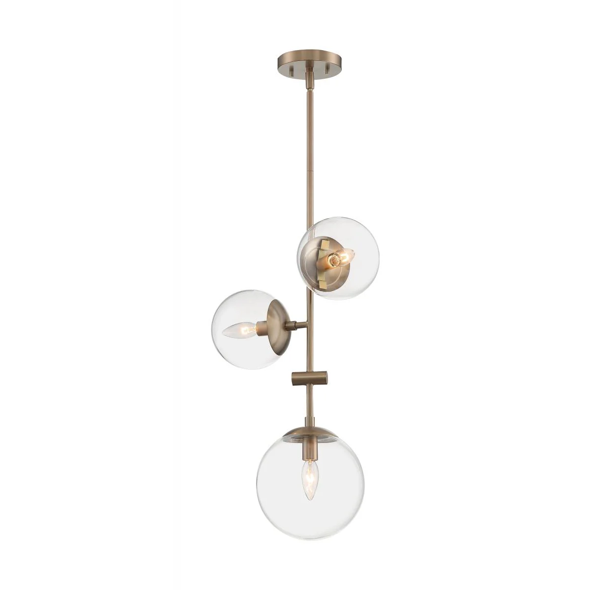 60-7124 SKY 3 LIGHT PENDANT Sky - 3 Light Pendant with Clear Glass - Burnished Brass Finish - Cheap-Us