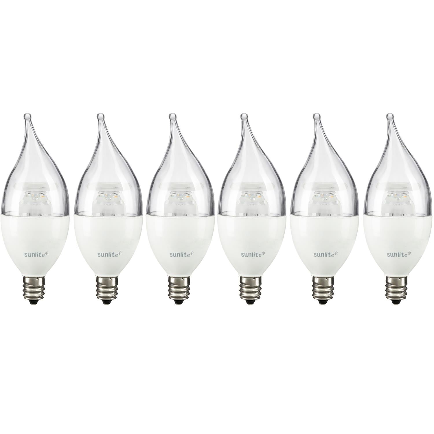 Sunlite LED Flame Tip Chandelier 7W (60W Equivalent) Light Bulbs, Candelabra (E12) Base, 2700K Warm White - Cheap-Us
