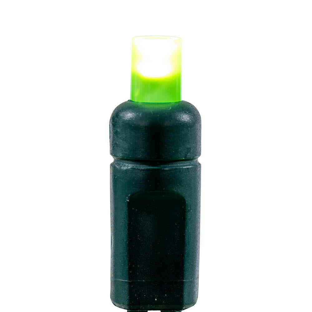 Vickerman 50 Frosted Lime Wide Angle Single Mold End-Connecting LED Light Set with 22 Gauge Green Wire, 3