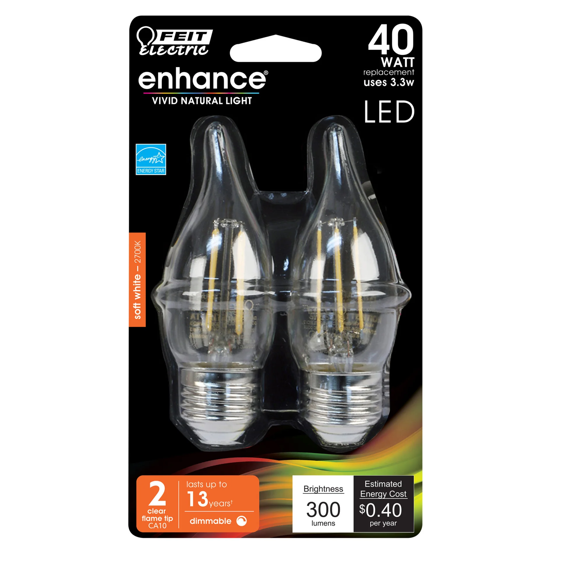 300 Lumen 2700K Dimmable Flame Tip LED - Cheap-Us