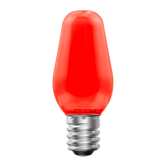 Luxrite LED C7 Small Light Bulb, E12 Candelabra Base, 0.5W, Red Finish, Pack of 12 (LR21750) - Cheap-Us