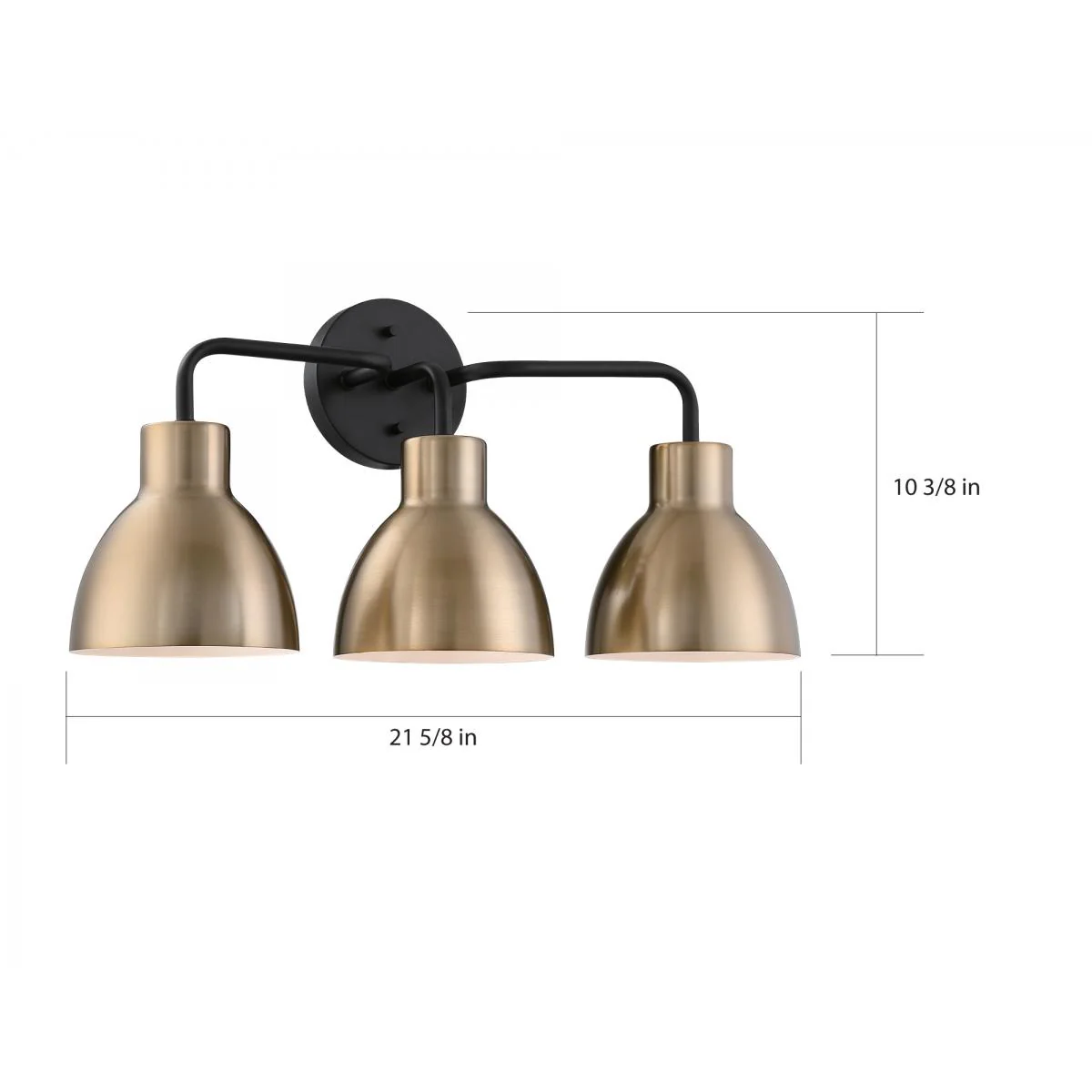 60-6793 SLOAN 3 LIGHT VANITY Sloan - 3 Light Vanity - Matte Black and Burnished Brass Finish - Cheap-Us
