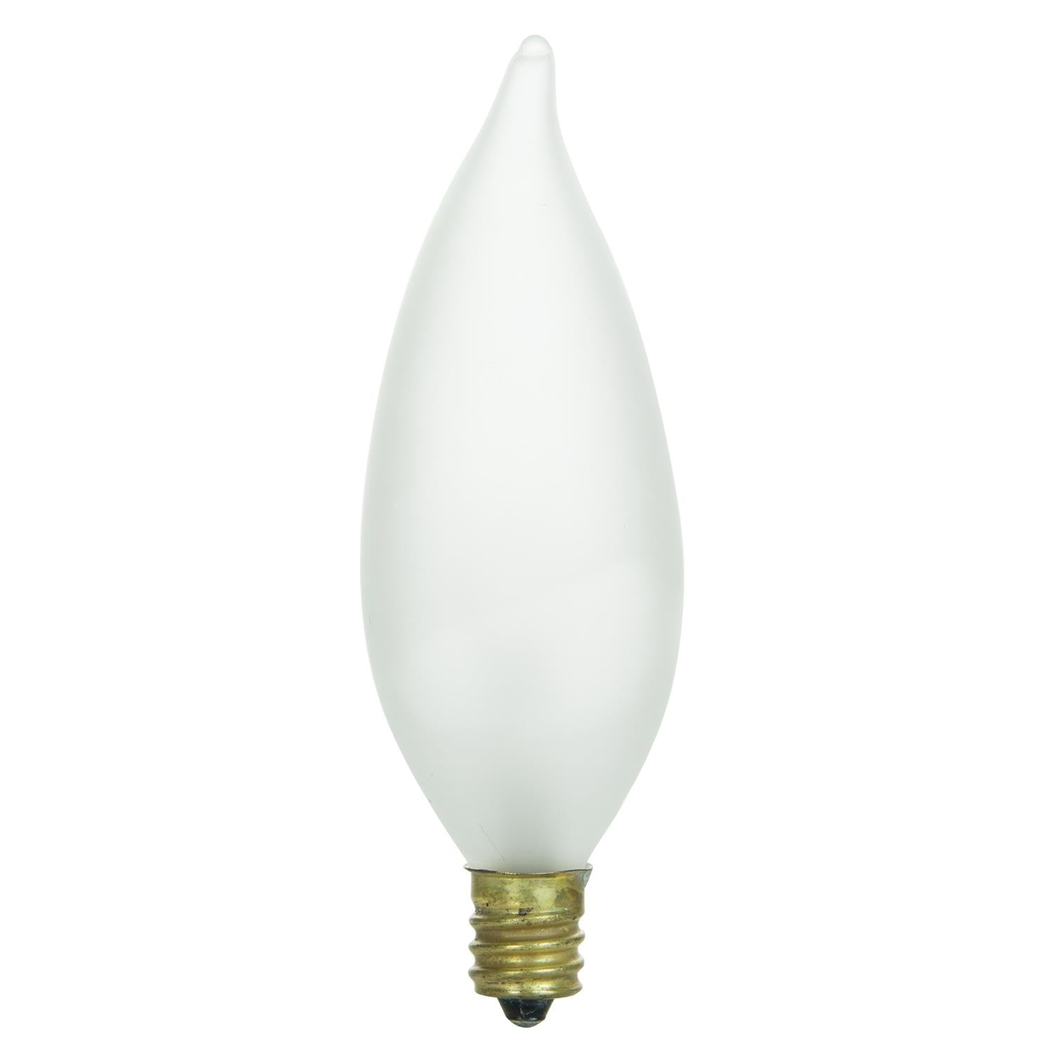 Sunlite 25 Watt Flame Tip Chandelier, Candelabra Base, Frost - Cheap-Us