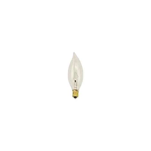 Bulbrite 25CFC/32/3 25 Watt Incandescent CA10 Flame Tip Chandelier Bulb, Candelabra Base, Clear - Cheap-Us