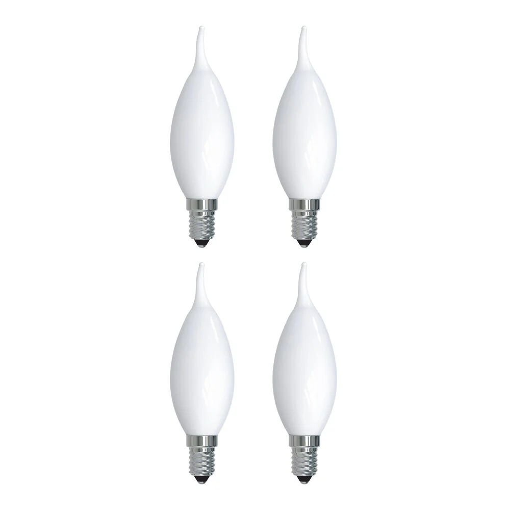 Bulbrite Pack of (4) 4.5 Watt Dimmable Milky Filament CA10 Candelabra (E12) LED Bulb - 400 Lumens, 3000K, and 90 CRI - Cheap-Us
