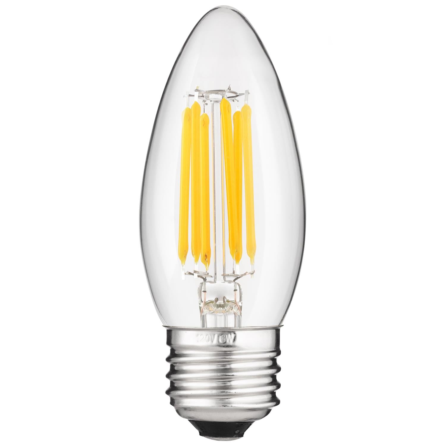 Sunlite 80658 LED Filament B11 Torpedo Tip Chandelier 5-Watt Clear Dimmable Light Bulb, 2700K - Warm White - Cheap-Us