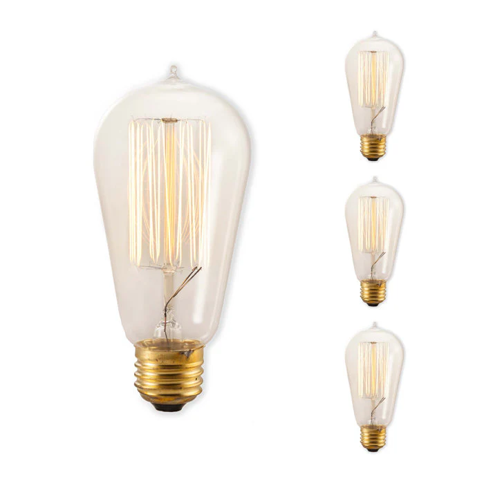 BULBRITE INCANDESCENT ST18 MEDIUM SCREW (E26) 40W DIMMABLE NOSTALGIC LIGHT BULB 2200K/AMBER 4PK (134019) - Cheap-Us