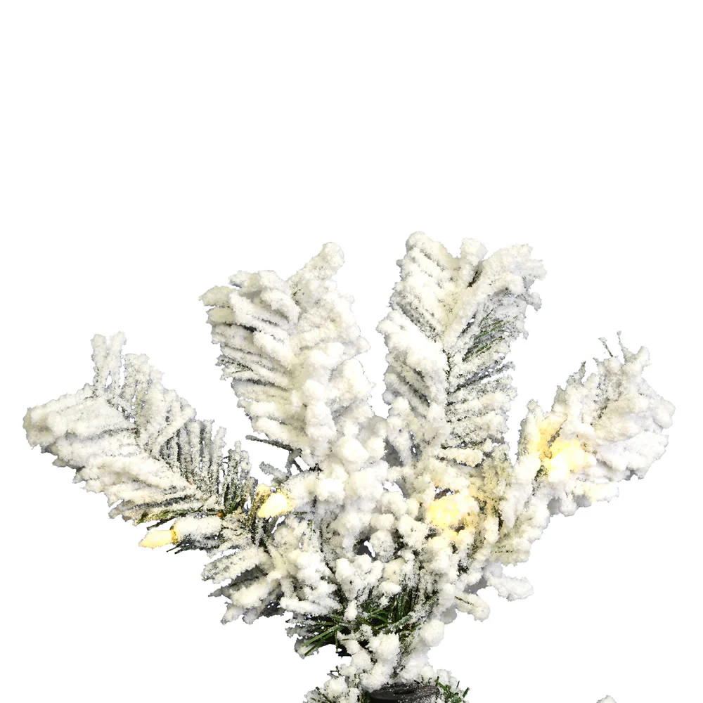 Vickerman 9.5' Flocked Pacific Pencil Artificial Christmas Tree with Pure White LED Lights - Cheap-Us