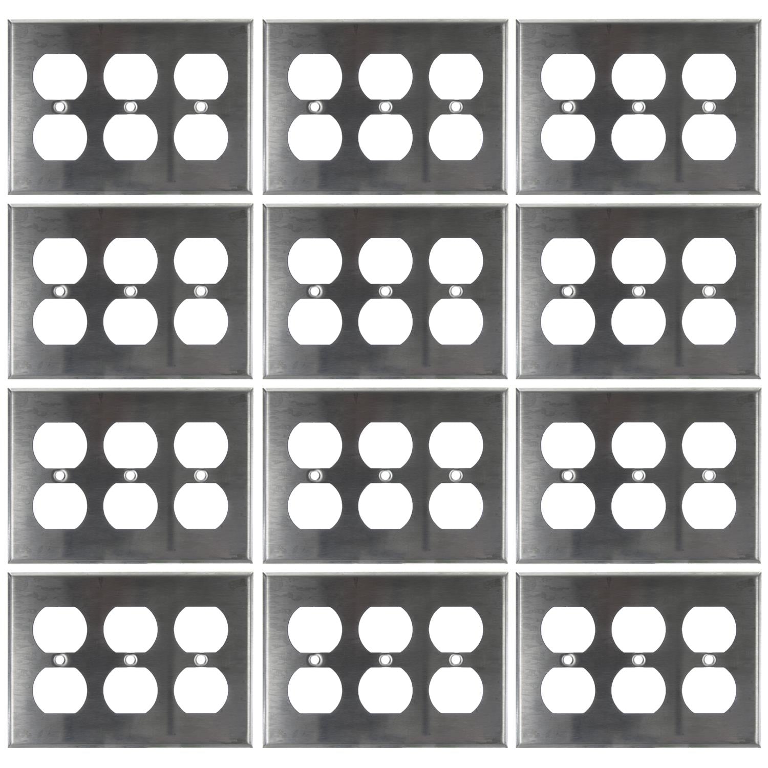 Sunlite E213/S 3 Gang Duplex Receptacle Plate, Steel - Cheap-Us