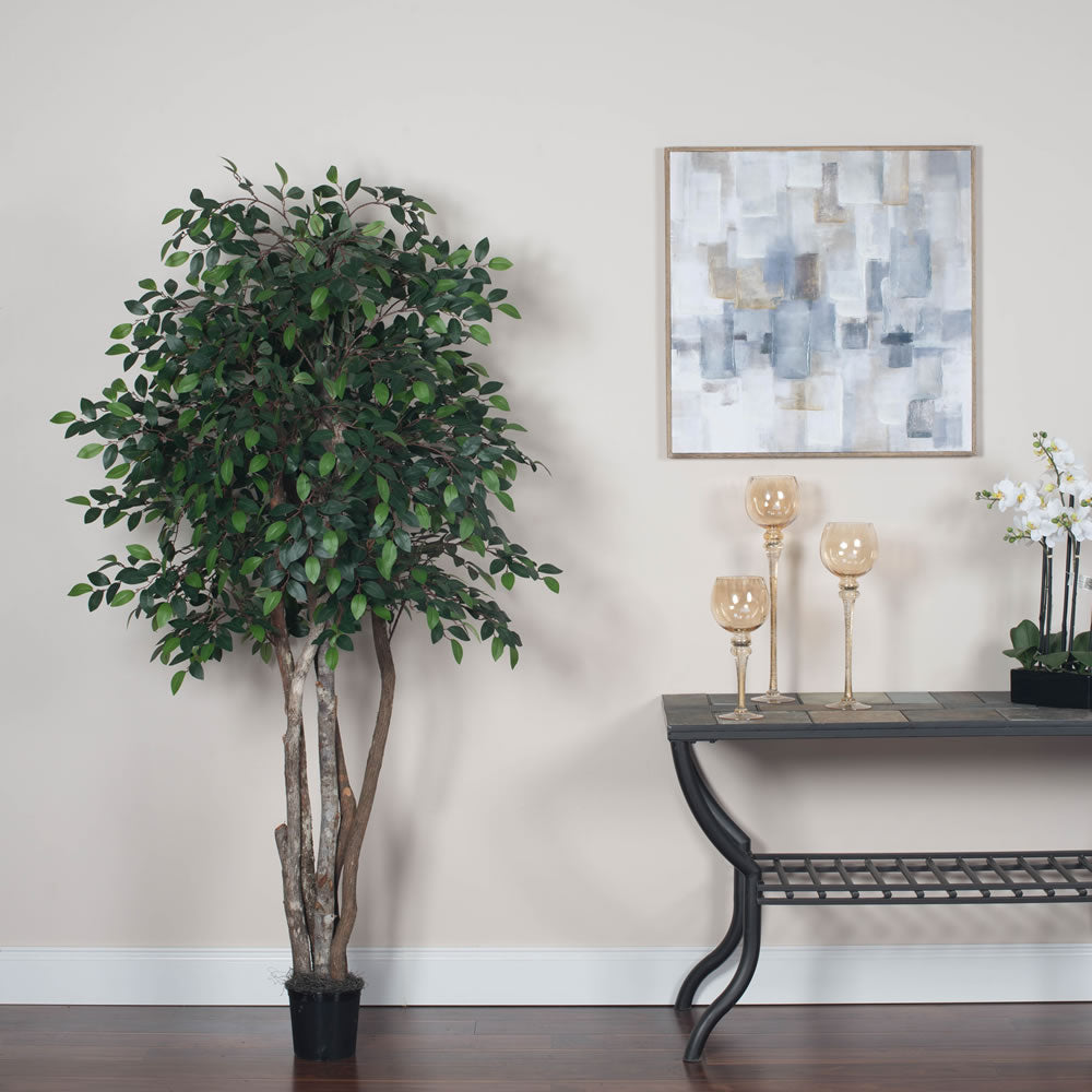 Vickerman 6' Artificial Mini Ficus Executive Black Plastic Pot - Cheap-Us