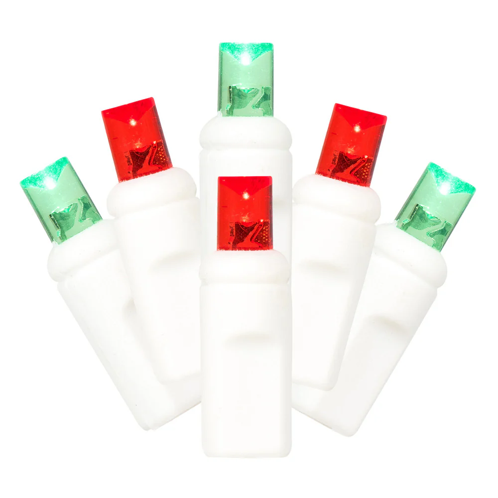 Vickerman 50 Red-Green Wide Angle LED Light on White Wire, 25' Christmas Single Mold Light Strand- 2 Pack - Cheap-Us