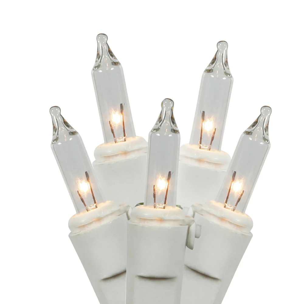 Vickerman 50 Clear Mini Light Set on White Wire 16' Christmas Light Strand in Polybag - Cheap-Us