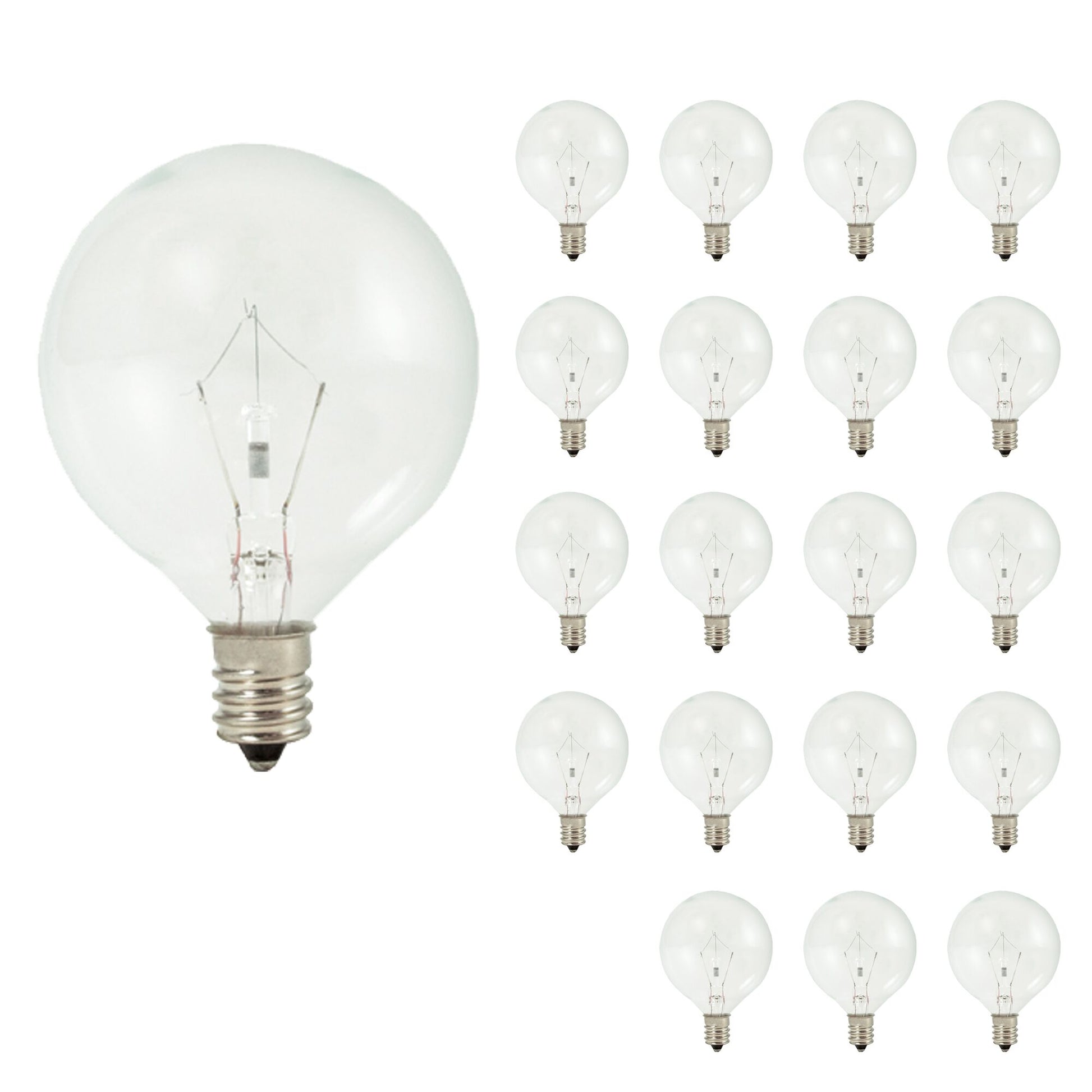 BULBRITE KRYPTON G16.5 CANDELABRA SCREW (E12) 25W DIMMABLE LIGHT BULB 2700K/WARM WHITE 20PK (461225) - Cheap-Us