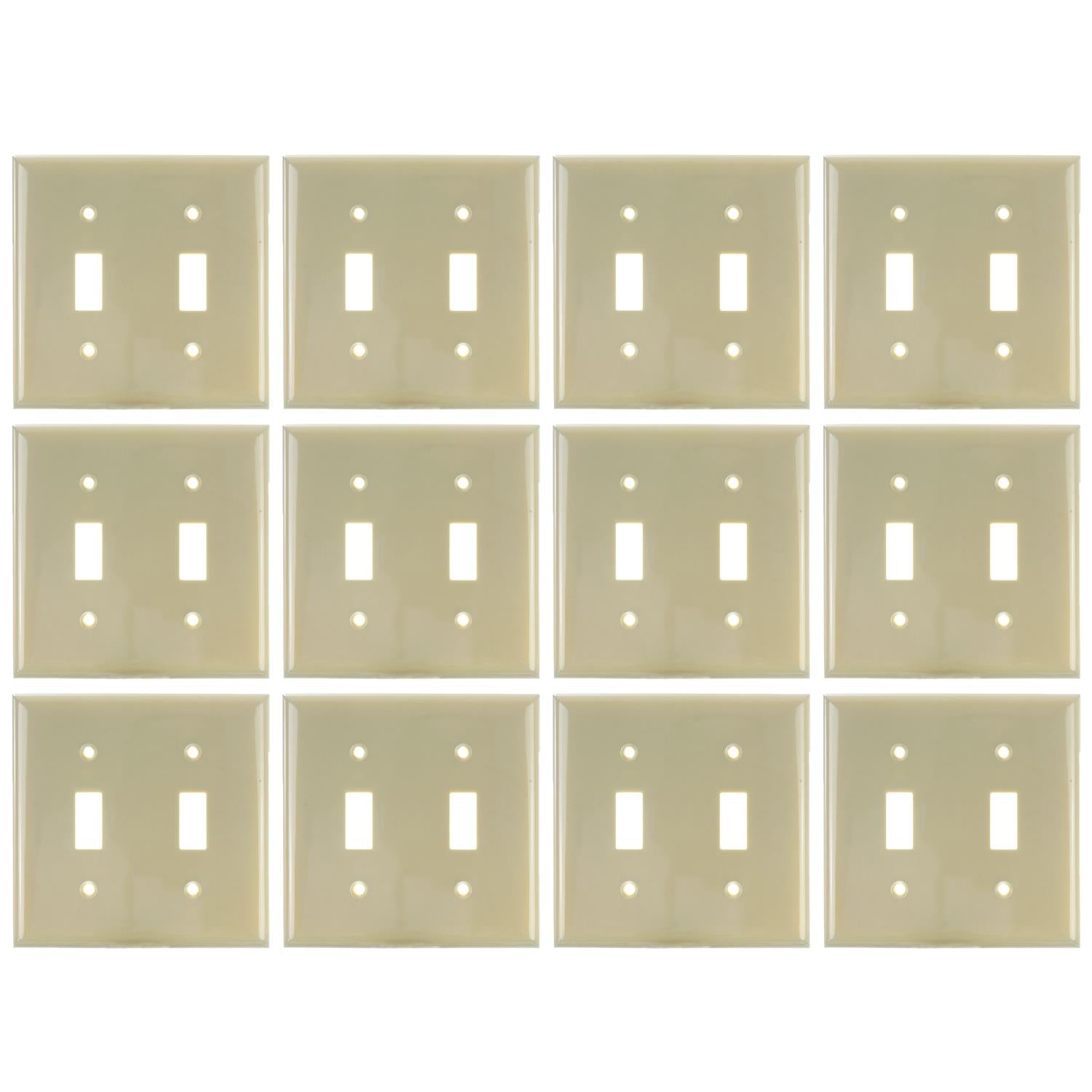 Sunlite E102/I 2 Gang Toggle Switch Plate, Ivory - Cheap-Us