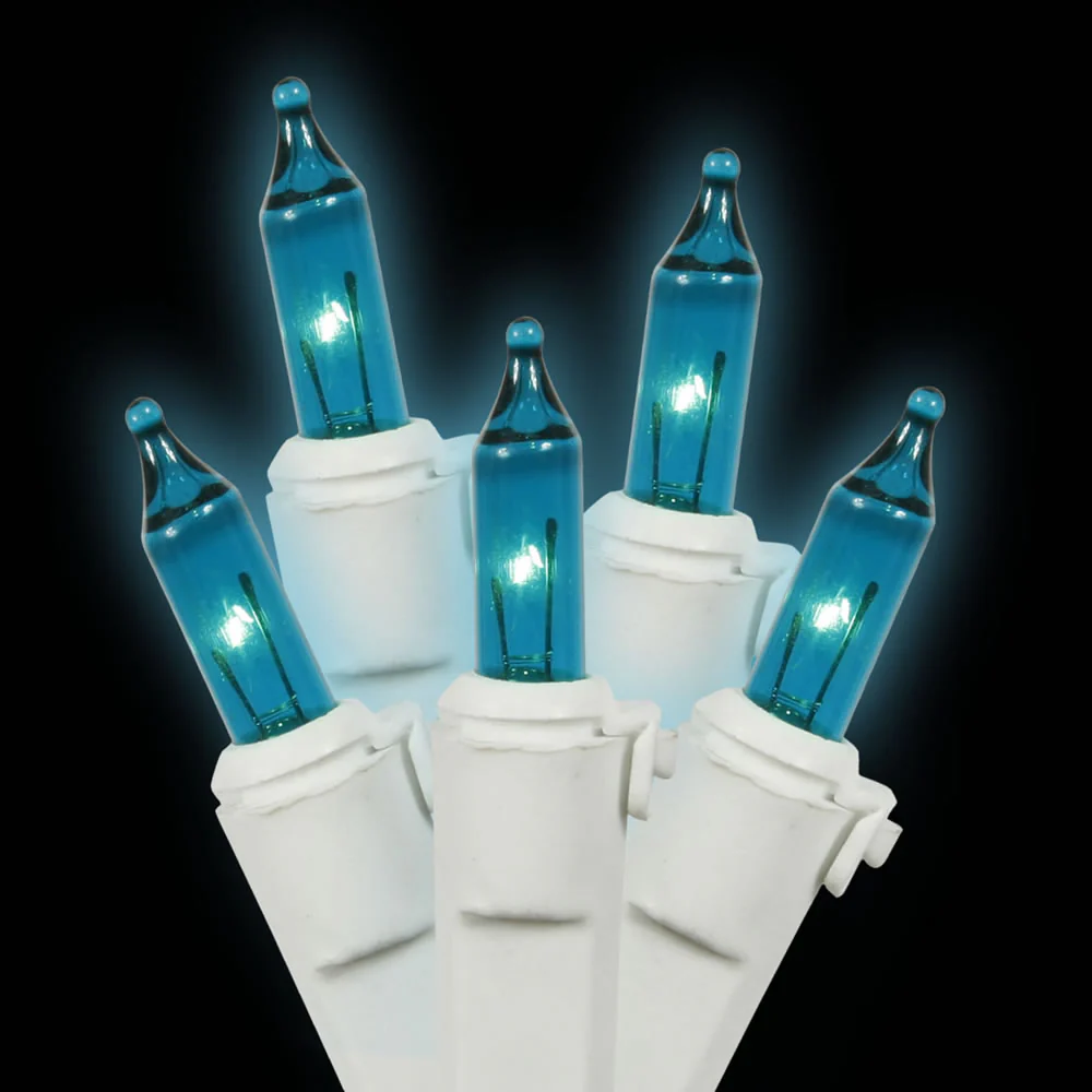 Vickerman 100 Teal Mini Light on White Wire, 33' Long Christmas Light Strand- 2 Pack - Cheap-Us