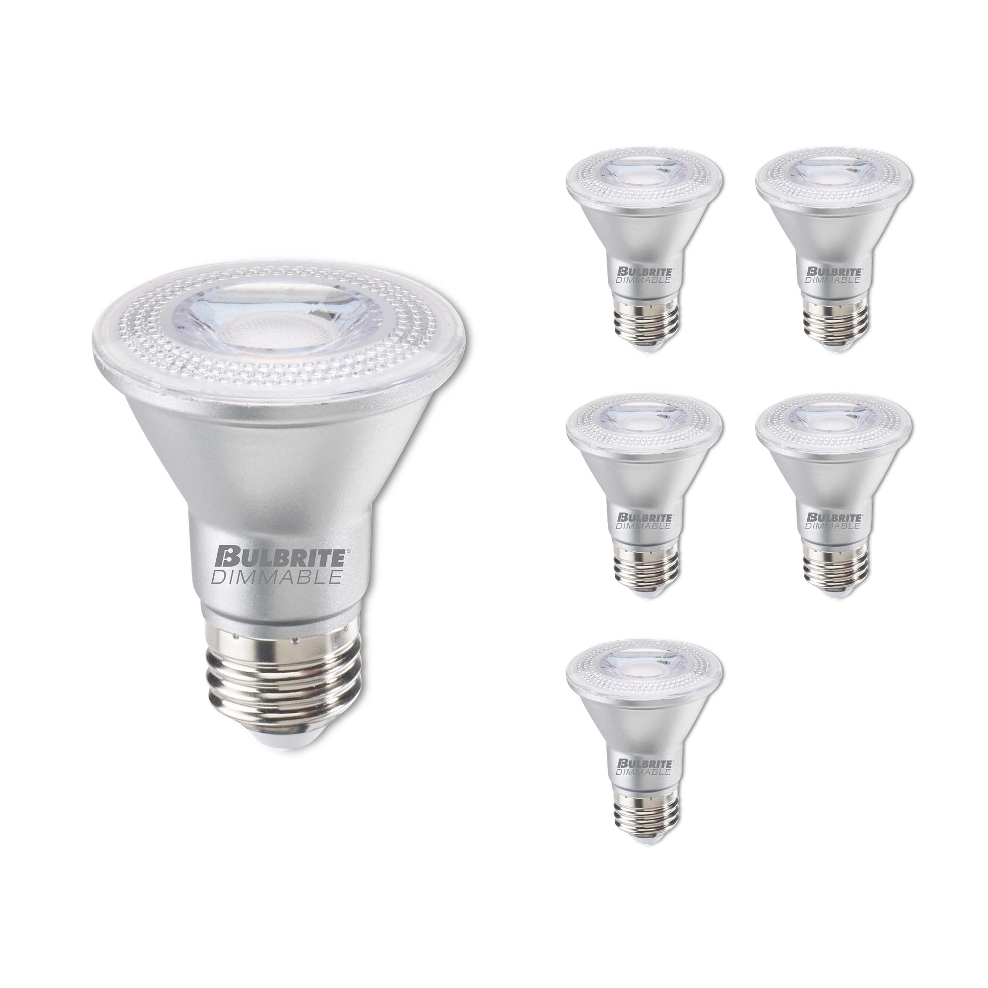 Bulbrite Pack of (6) 7 Watt Dimmable Narrow Flood PAR20 Medium (E26) LED Bulb - 500 Lumens, 3000K, and 80 CRI - Cheap-Us