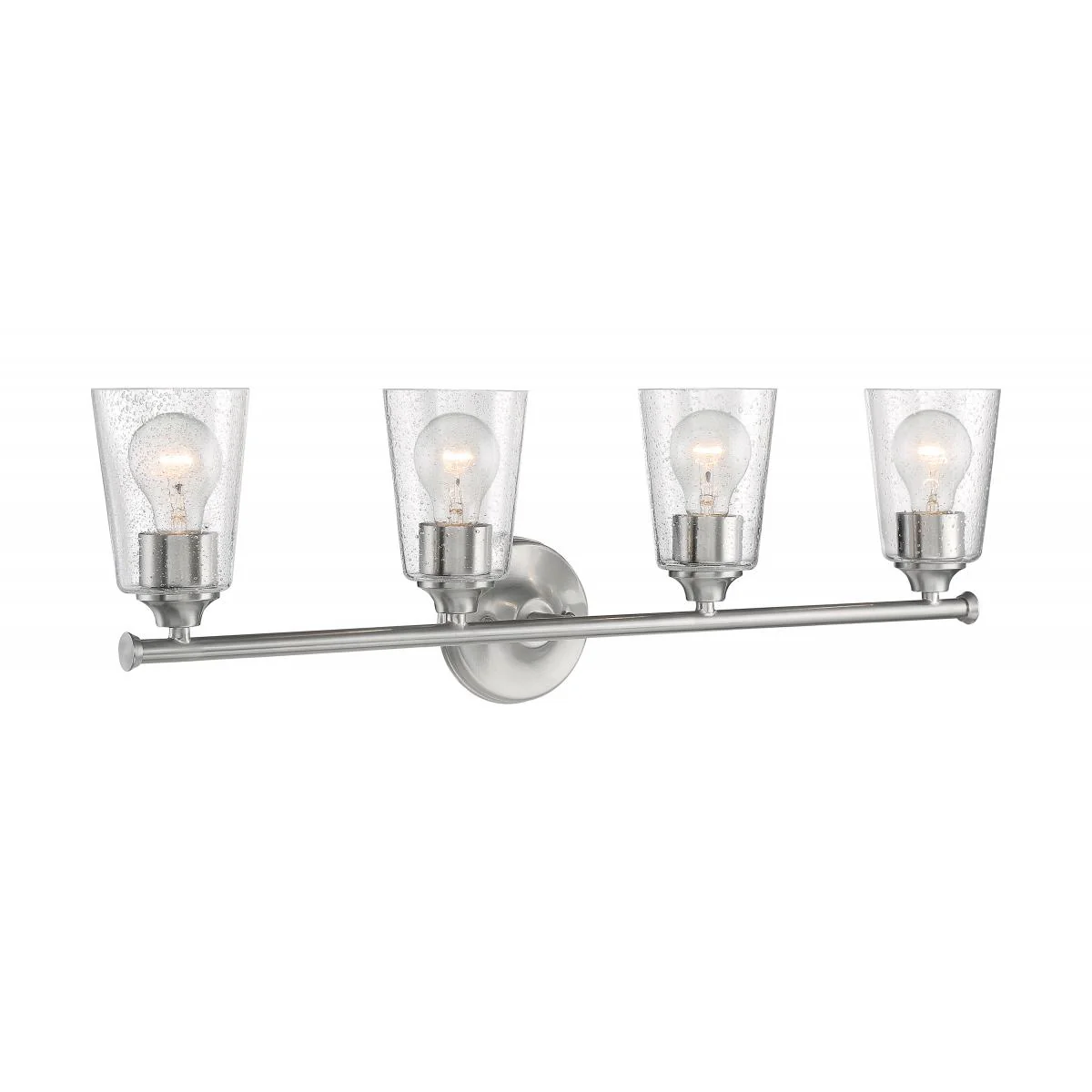 60-7184 BRANSEL 4 LIGHT VANITY Bransel - 4 Light Vanity with Seeded Glass - Brushed Nickel Finish - Cheap-Us