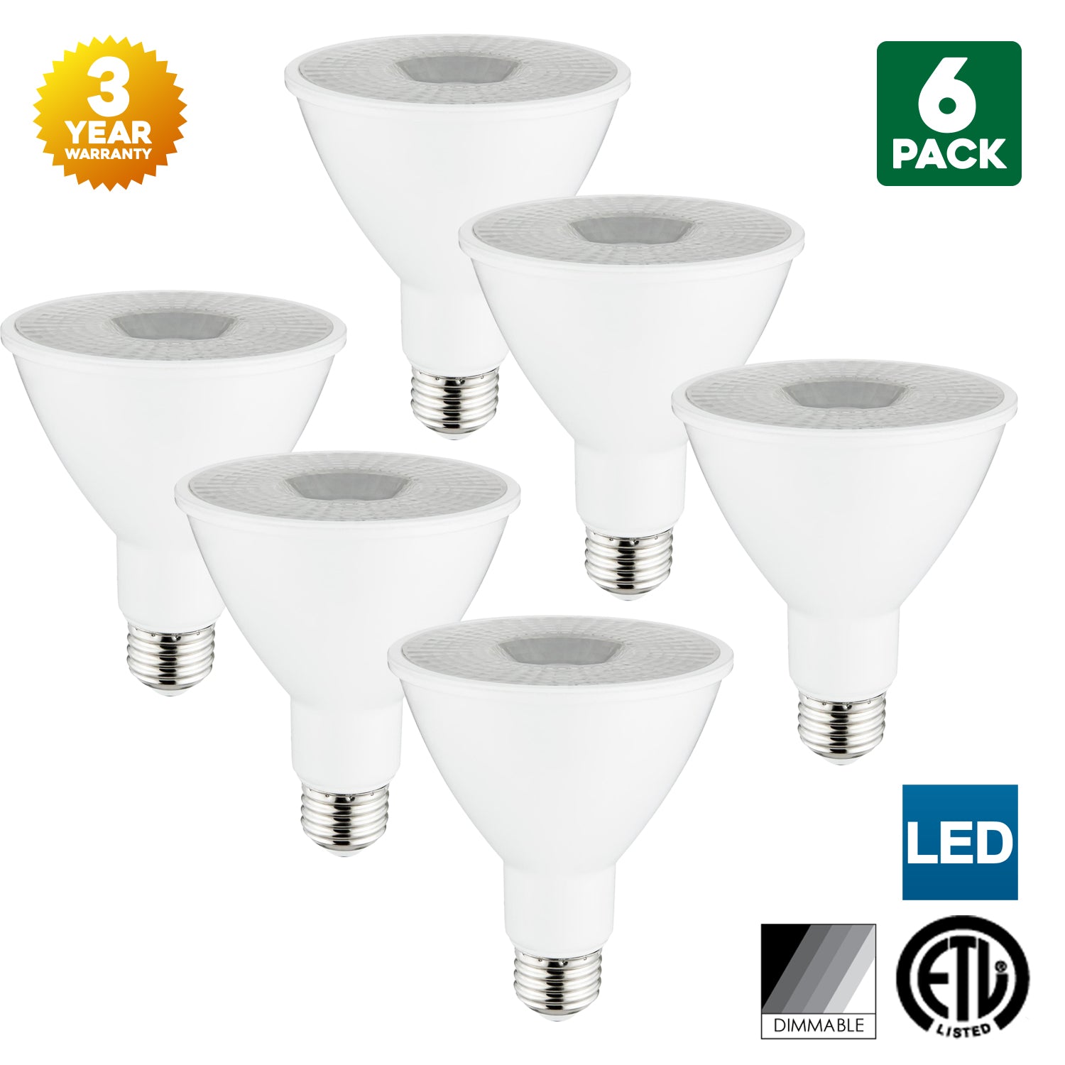 Sunlite PAR30 LED Long Neck Bulbs, 4000K Cool White, Dimmable, 10 Watt (75W Equivalent), Medium (E26) Base, ETL Listed - Cheap-Us