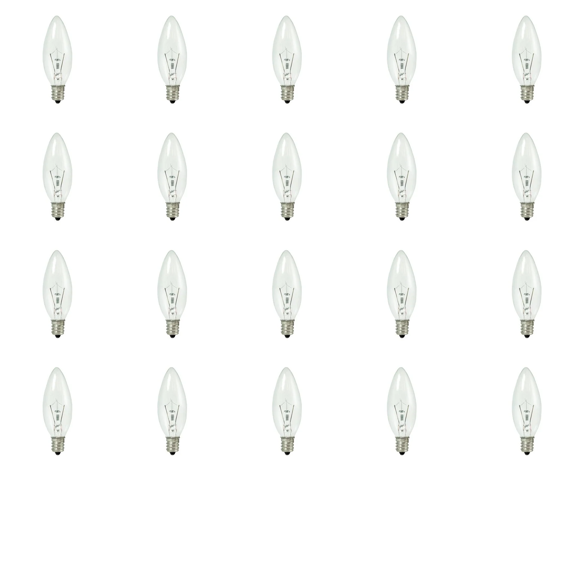 BULBRITE KRYPTON B8 CANDELABRA SCREW (E12) 15W DIMMABLE LIGHT BULB 2700K/WARM WHITE 20PK (460015) - Cheap-Us