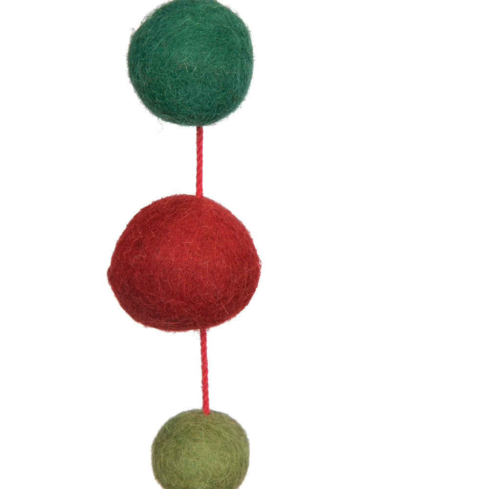 Vickerman 6' Red Lime and Green Wool Pom Pom Garland - Cheap-Us