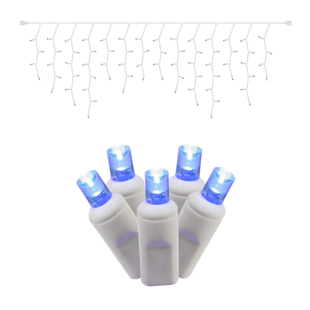 Vickerman 70 Blue Wide Angle LED Icicle Light on White Wire 9' Christmas Single Mold Light Strand - Cheap-Us