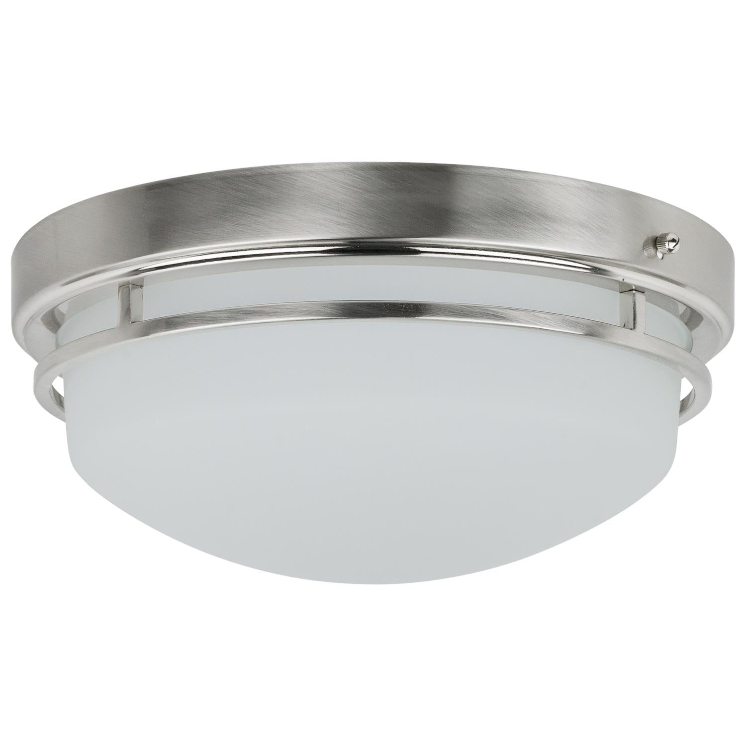 Sunlite 81036-SU LED Dome Ceiling Light Fixture, 20 Watts (60W Equivalent), 1400 Lumens, Brushed Nickel Finish, Frosted Glass Shade, 50,000 Hour Life Span, 40K - Cool White 13 Inch - Cheap-Us