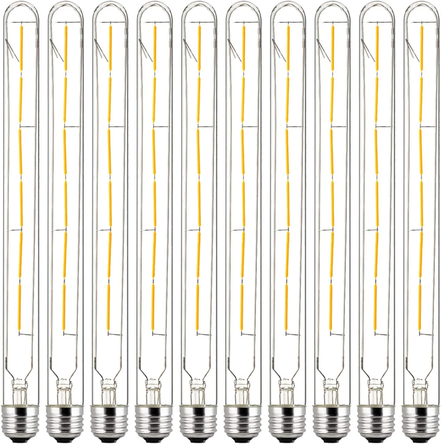 Sunlite LED Filament T8 Tubular Light Bulb, 5 Watts (40W Equivalent), 450 Lumens, Medium E26 Base, 120 Volts, Title-20 Compliant, Dimmable, 90 CRI, ETL Listed, 2700K Soft White, 10 Pack - Cheap-Us