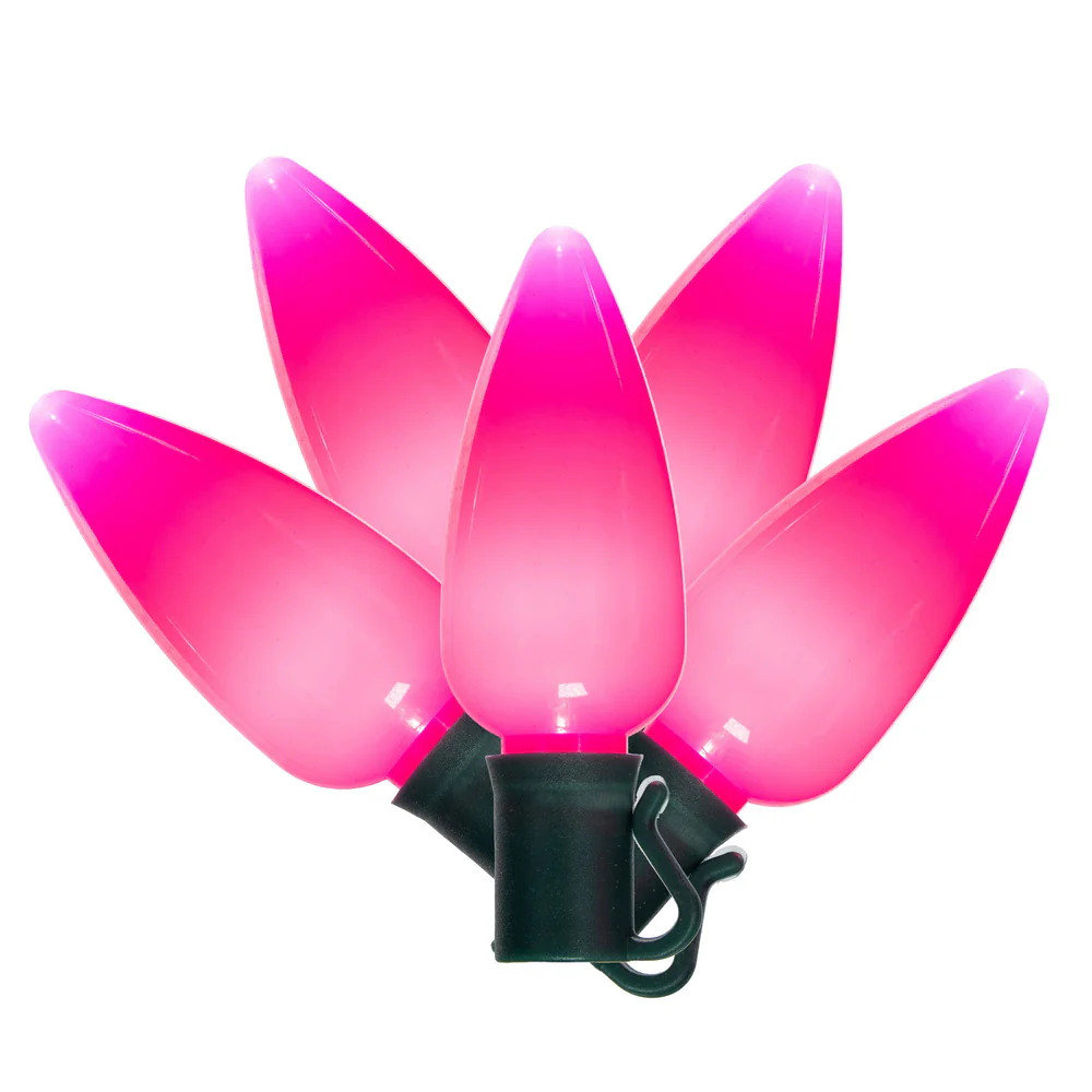 Vickerman 25 Pink Ceramic C9 LED Light on Green 22AWG Wire, 25'.- 2 Pack - Cheap-Us