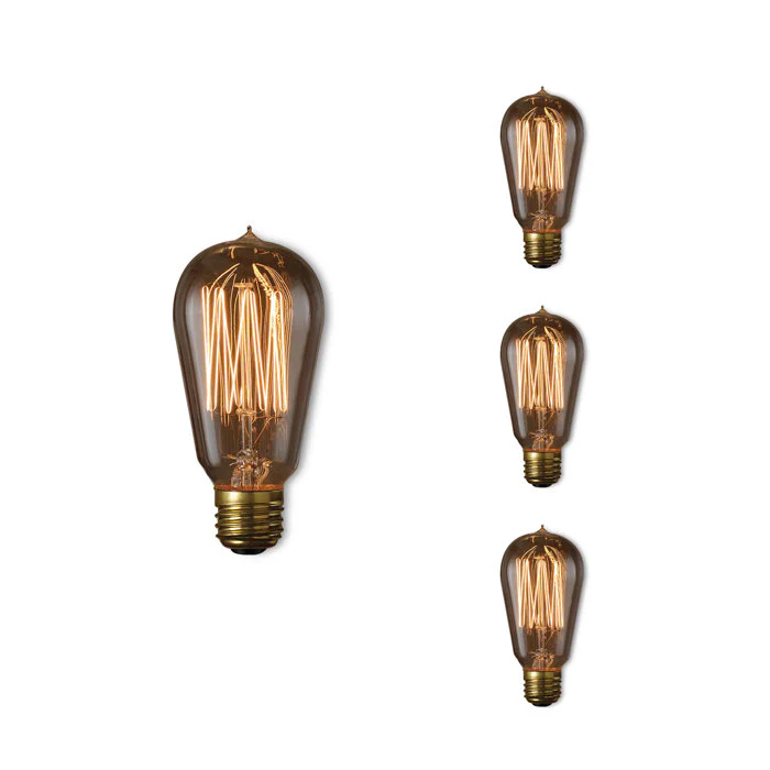 BULBRITE INCANDESCENT ST18 MEDIUM SCREW (E26) 60W DIMMABLE NOSTALGIC LIGHT BULB 2200K/AMBER 4PK (136019) - Cheap-Us