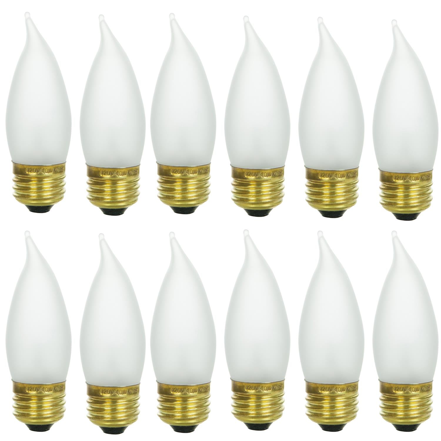 Sunlite 25 Watt Flame Tip Chandelier, Medium Base, Frost - Cheap-Us