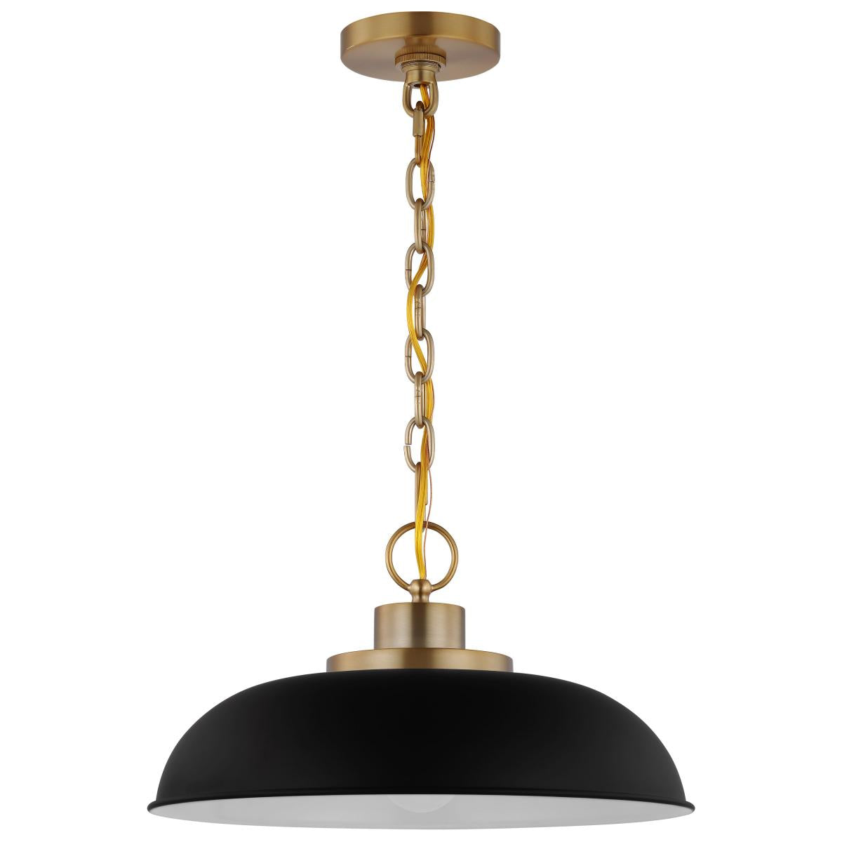 60-7481 COLONY 1 LIGHT SMALL PENDANT Colony; 1 Light; Small Pendant; Matte Black with Burnished Brass - Cheap-Us