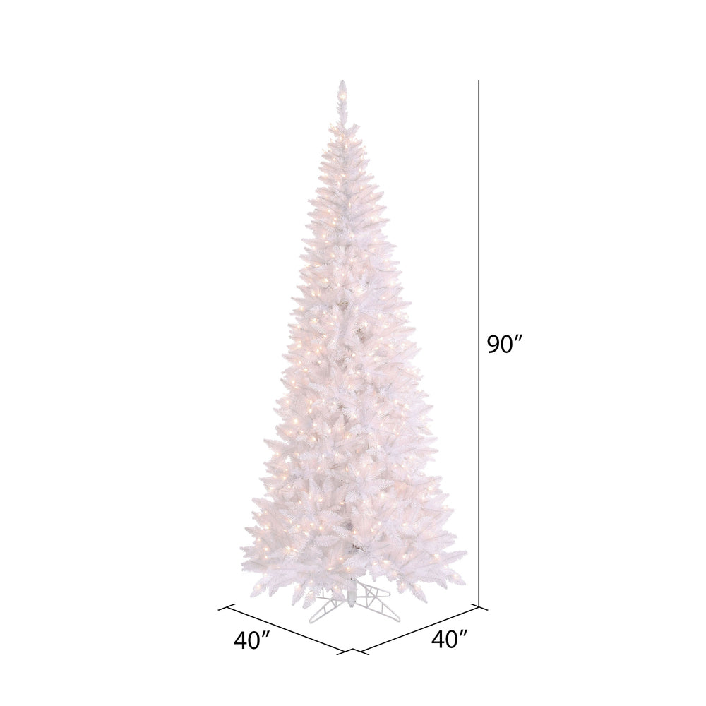 Vickerman 7.5' White Fir Slim Artificial Christmas Tree Warm White Dura-lit LED Lights - Cheap-Us