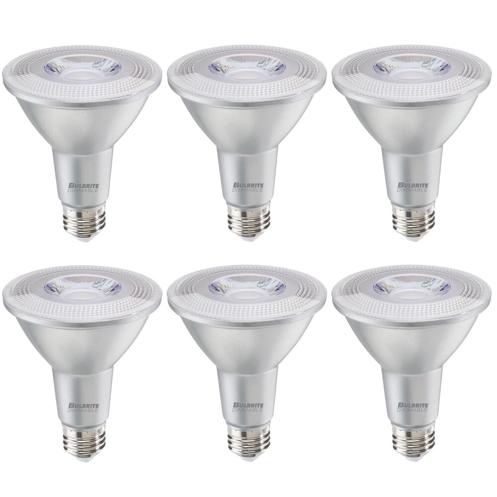 Bulbrite Pack of (6) 10 Watt Dimmable Flood PAR30LN Medium (E26) LED Bulb - 800 Lumens, 3000K, and 80 CRI - Cheap-Us