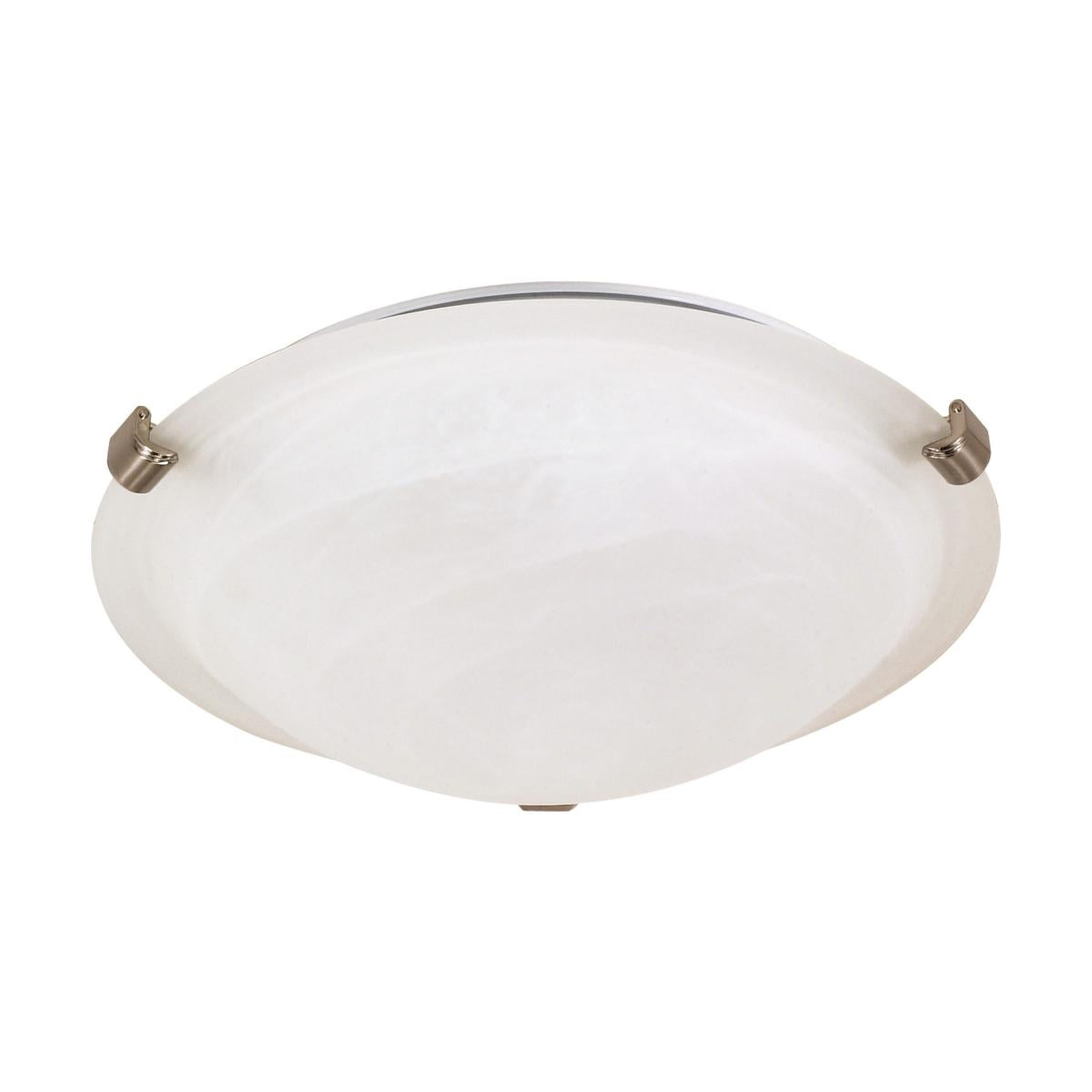 Satco Nuvo 1/2 Light, 12/16-inch Flush Mount Tri-Clip Ceiling Light with Alabaster Glass - Brushed Nickel/Old Bronze Finish - Cheap-Us