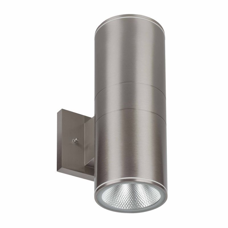 Westgate Cylinder Up-Down Light, 120V, 2X15W, CRI 80, Multicolor Temp, 2400 Lumens, Outdoor Lighting, 30W, 2400 Lumens, 3000K/4000K/5000K, Brushed Nickel Finish, TRI-AC Dimmable - Cheap-Us