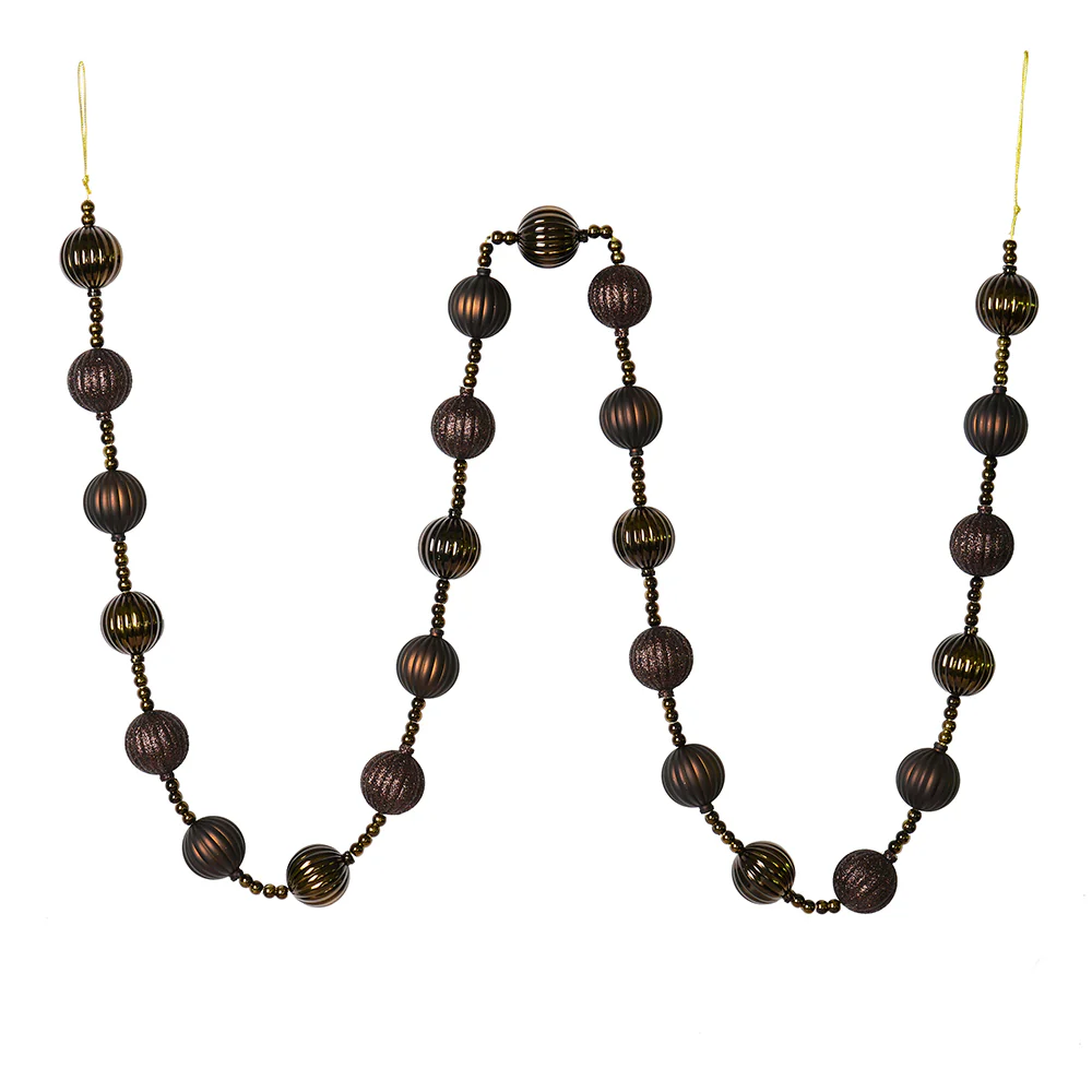 Vickerman 6' Chocolate Stripe Ball Ornament Christmas Garland - Cheap-Us