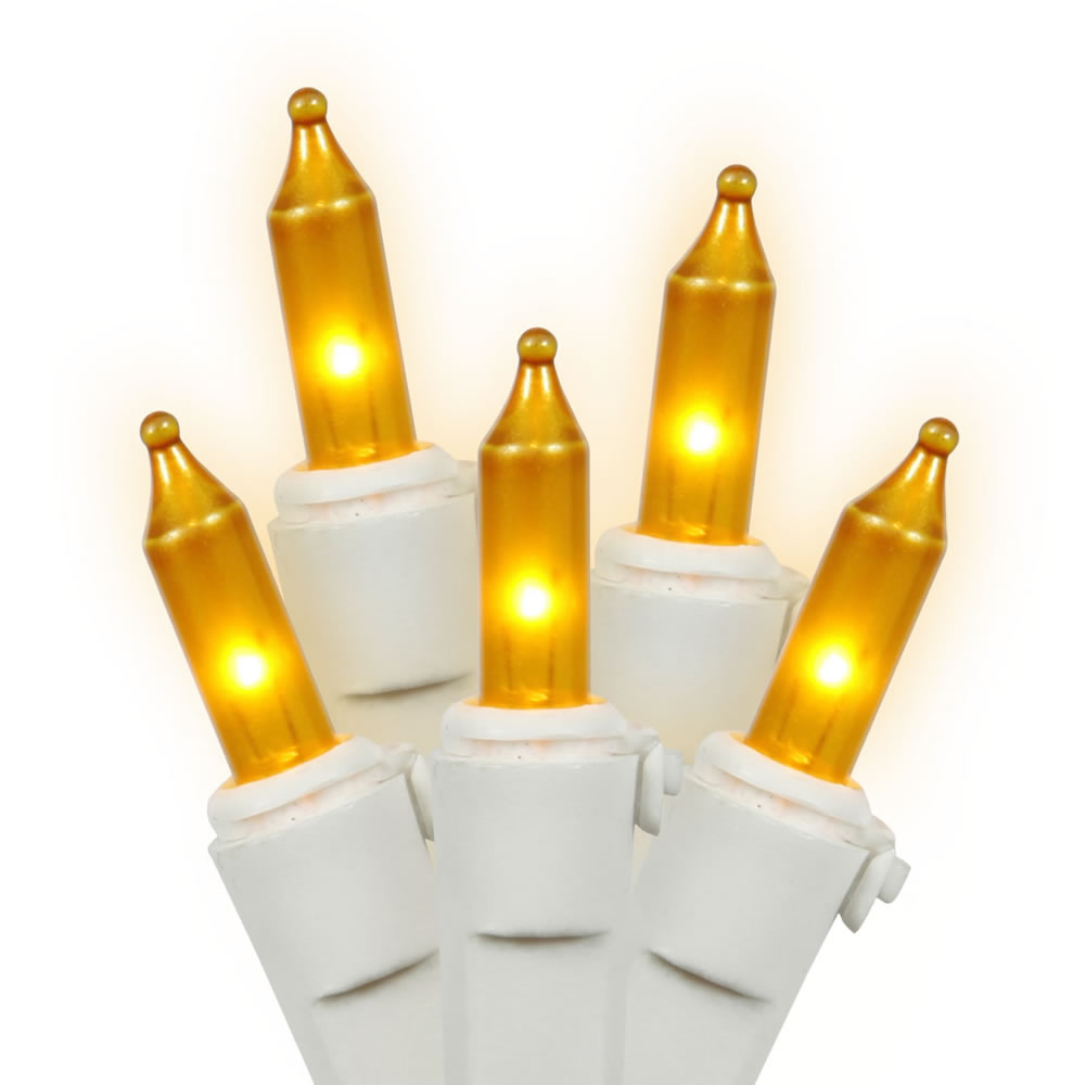 Vickerman 100 Yellow Mini Light Icicle Light on White Wire 9' Christmas Light Strand - Cheap-Us