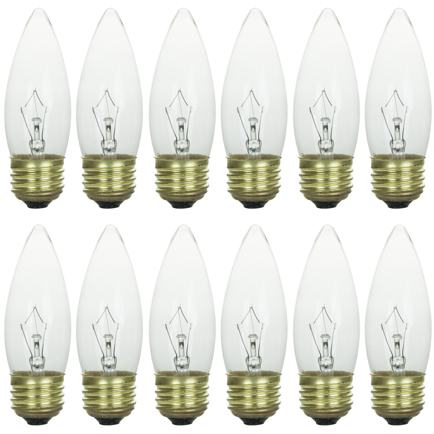Sunlite 40 Watt Torpedo Tip Chandelier , Medium Base, Clear - Cheap-Us