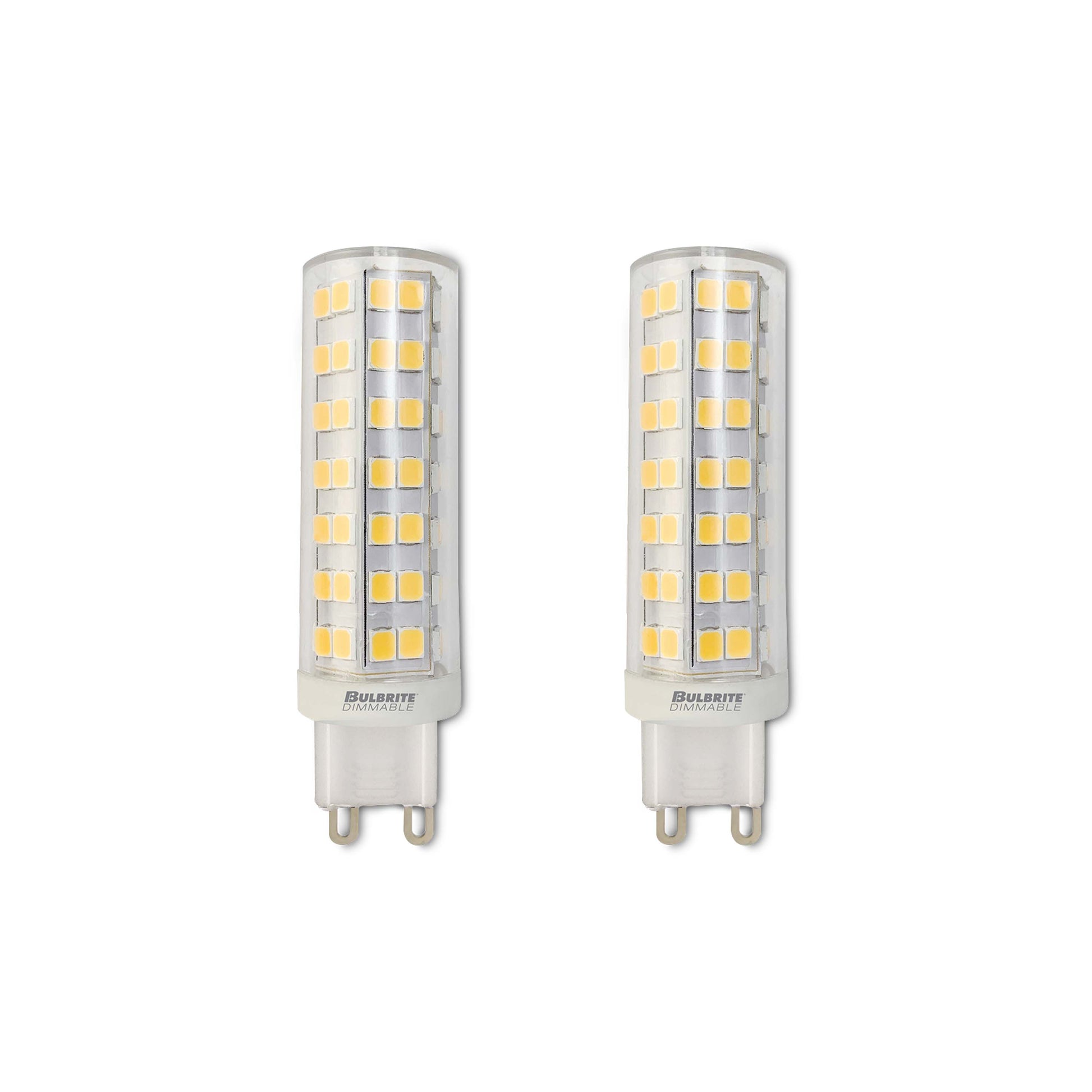 Bulbrite Pack of (2) 6.5 Watt 120V Dimmable Clear T6 LED Mini Light Bulbs with Bi-Pin (G9) Base, 2700K Warm White Light, 700 Lumens - Cheap-Us