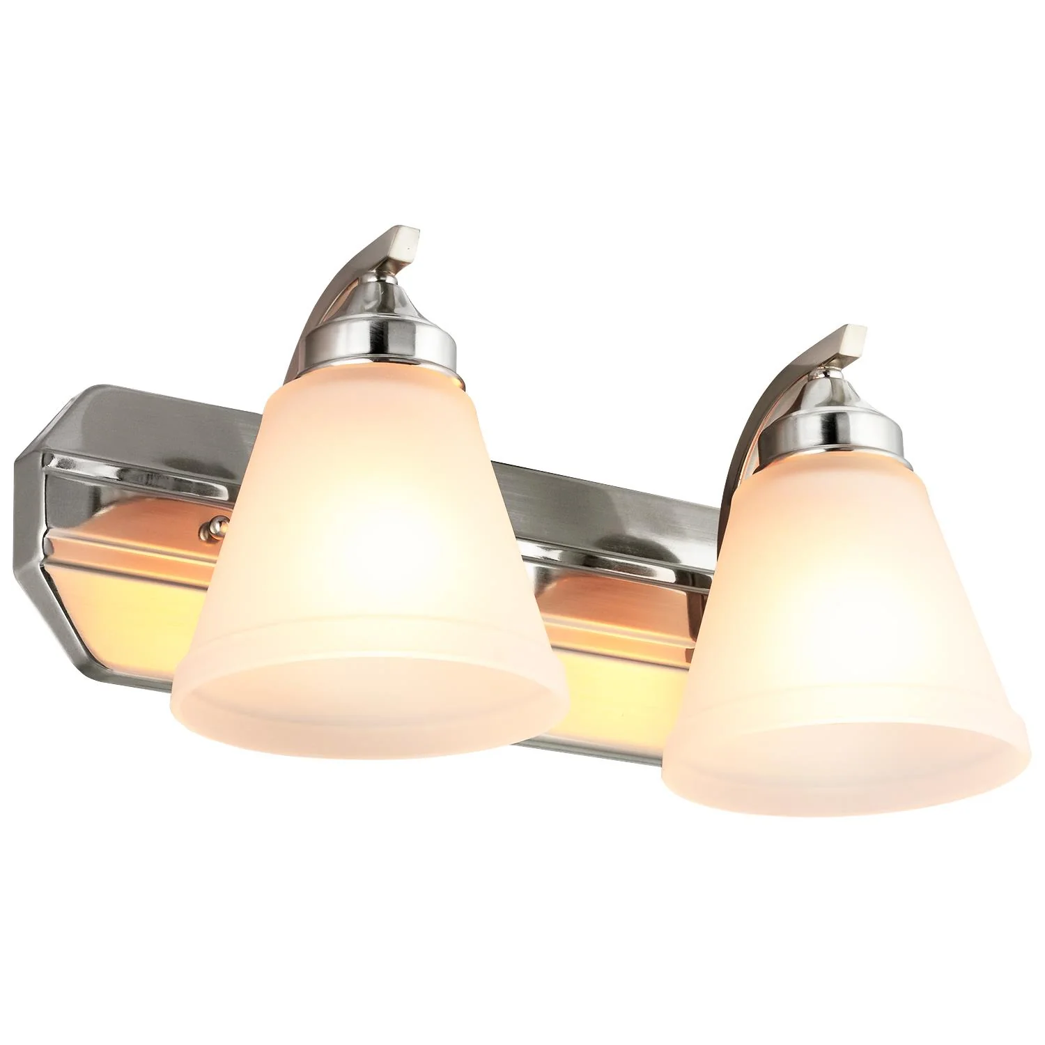 Sunlite 45056-SU Vanity Fixture Two Light 17 Inch, Bell Shaped Frosted Glass , Brushed Nickel Finish - Cheap-Us