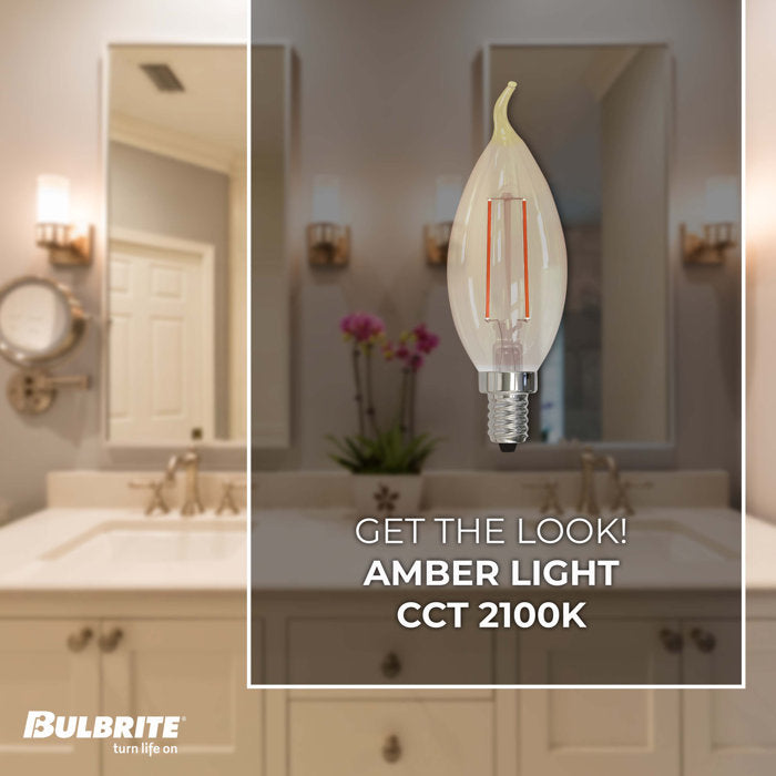 Bulbrite LED Filament CA10 Nostalgic Thread Edison Light Bulb, 2.5W, 25W Incandescent Equivalent, E12 Candelabra Base, 2100K, Antique Finish, 4 Pack - Cheap-Us