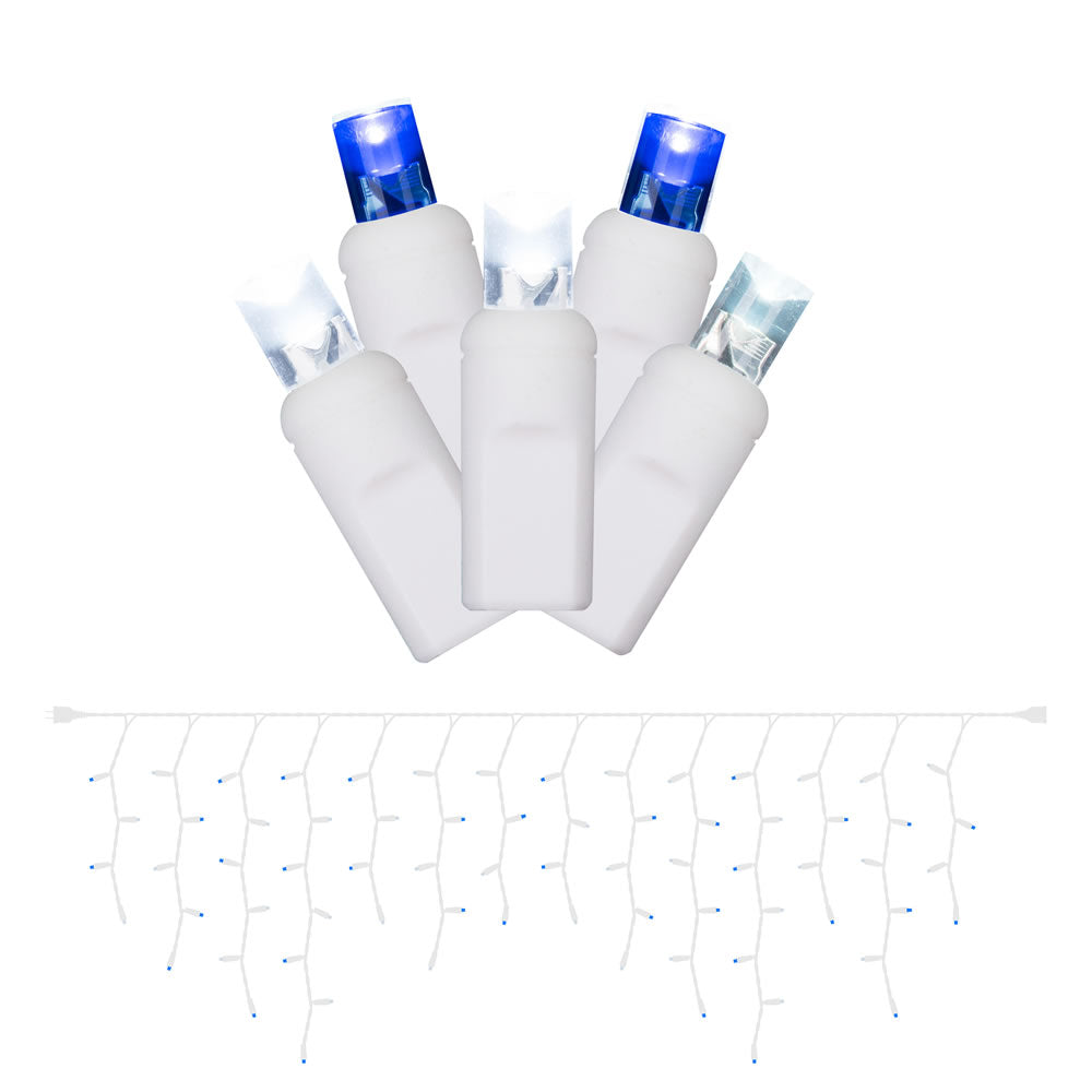 Vickerman 70 Blue-White Wide Angle LED Icicle Light on White Wire 9' Light Strand. - Cheap-Us