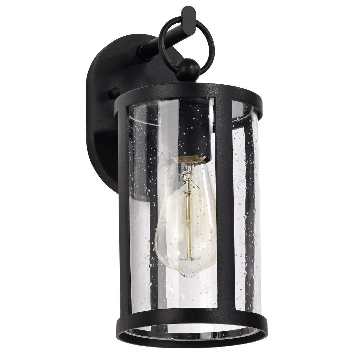 60-8111 BROADSTONE 1 LT SM WALL LANT Broadstone; 1 Light Small Wall Lantern; Matte Black with Clear Seeded Glass - Cheap-Us